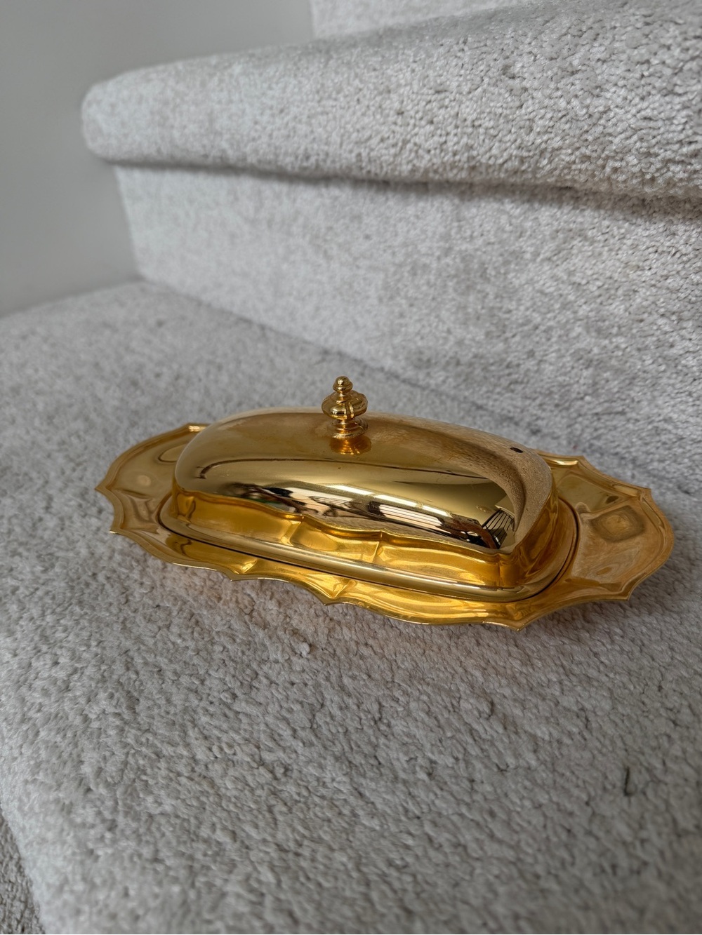 Golden Chippendale Covered Butter Dish